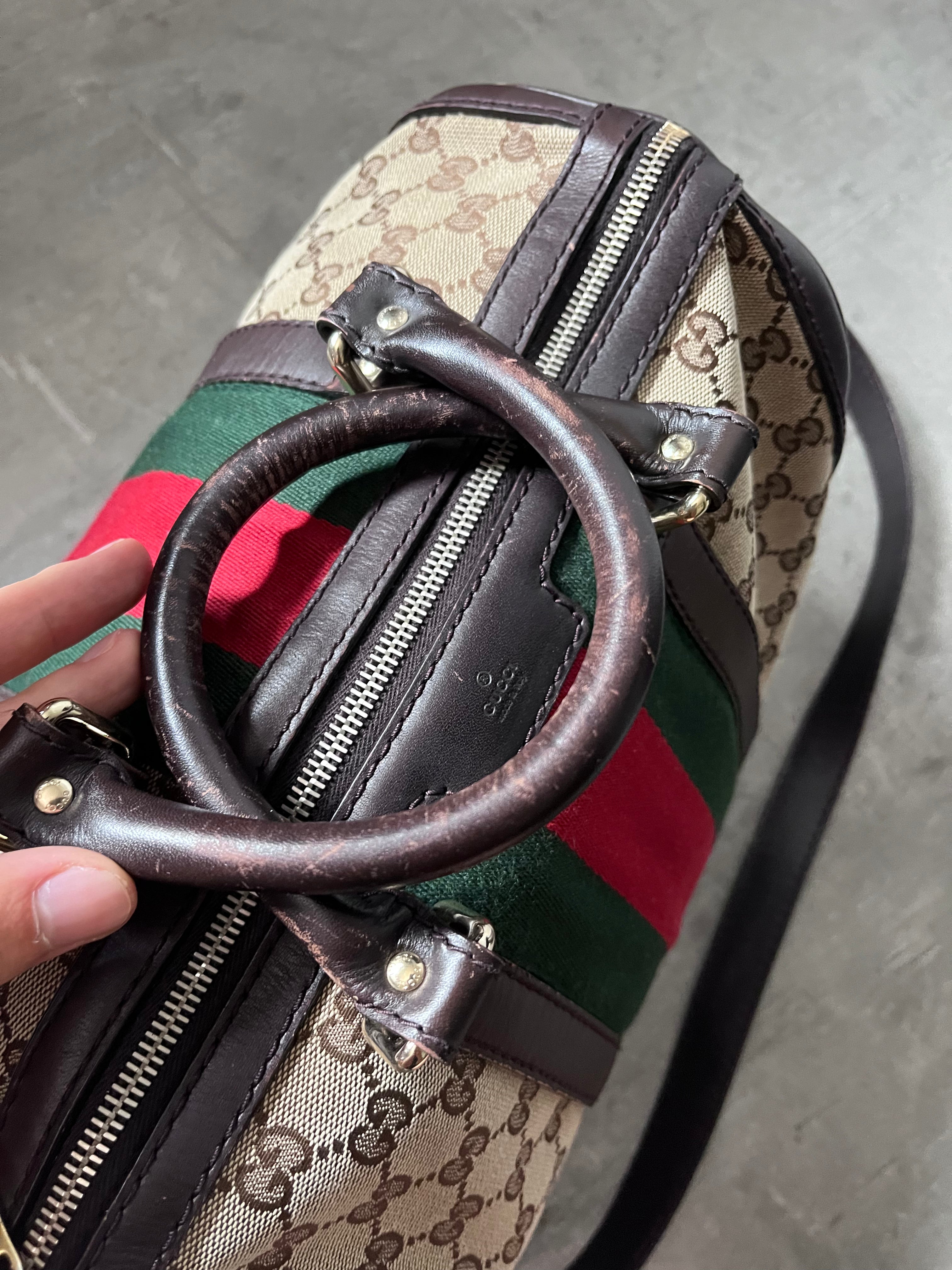 Gucci GG Monogram Canvas Boston Bag Brown Beige