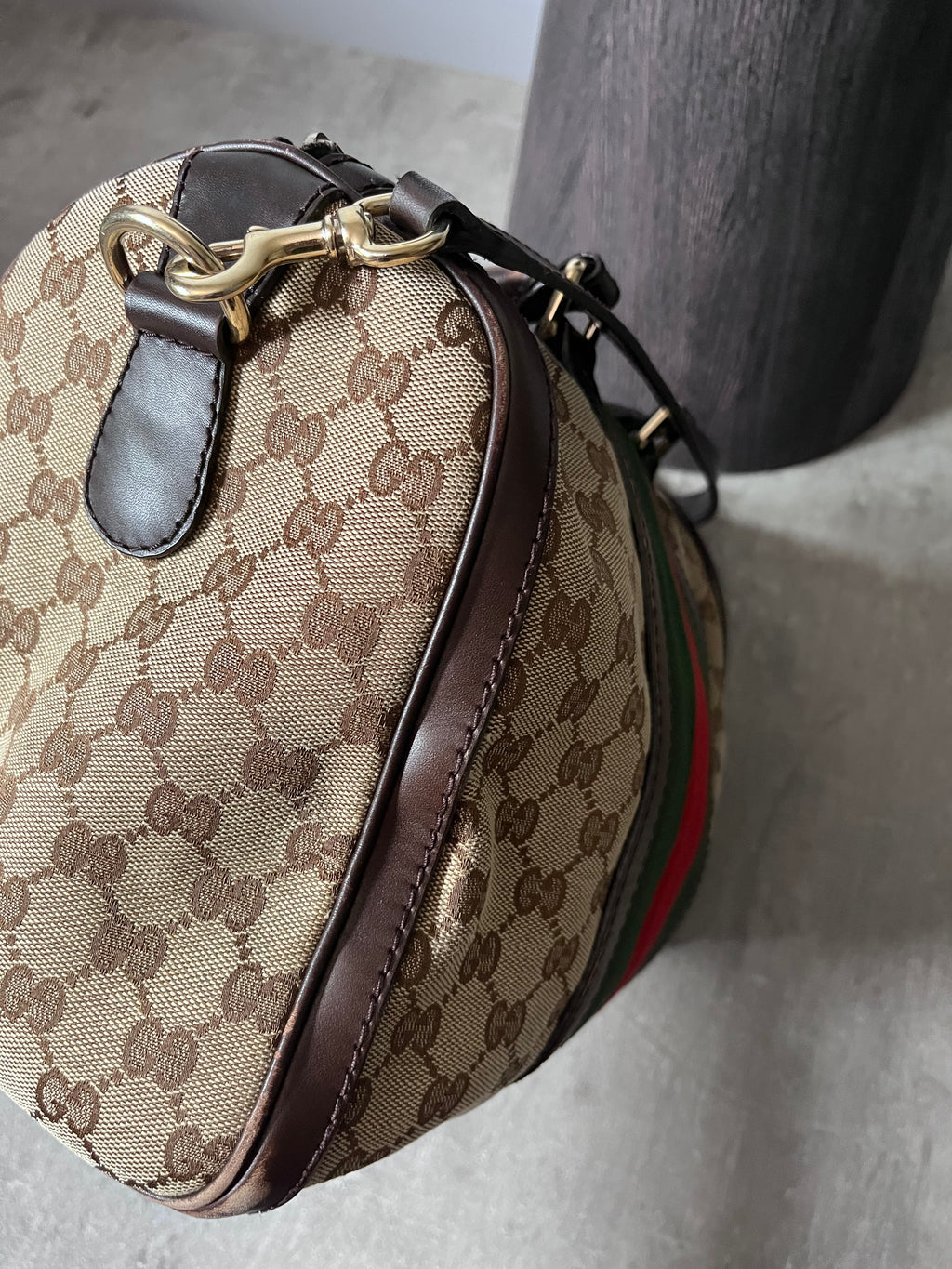 Gucci GG Monogram Canvas Boston Bag Brown Beige