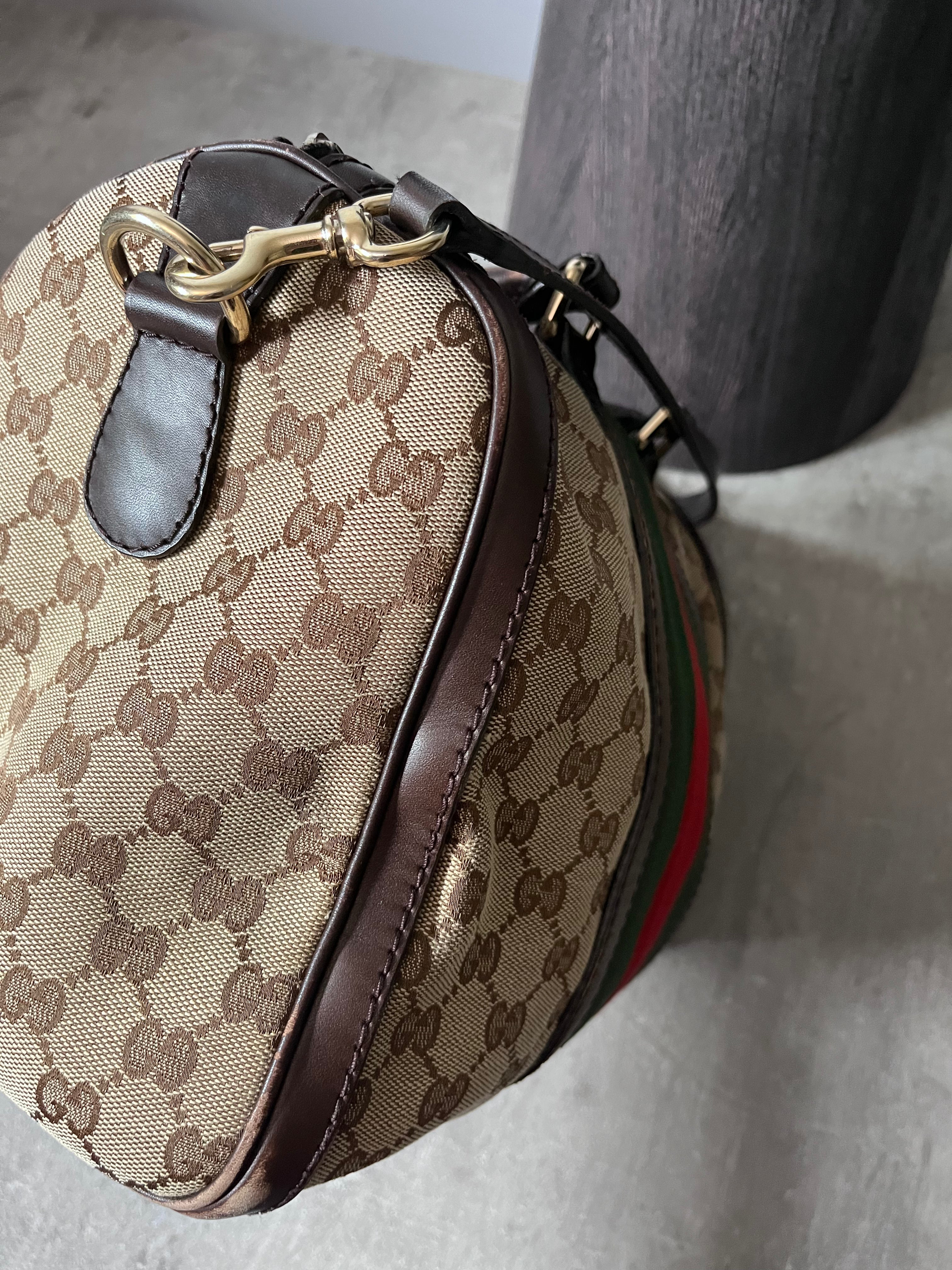 Gucci GG Monogram Canvas Boston Bag Brown Beige