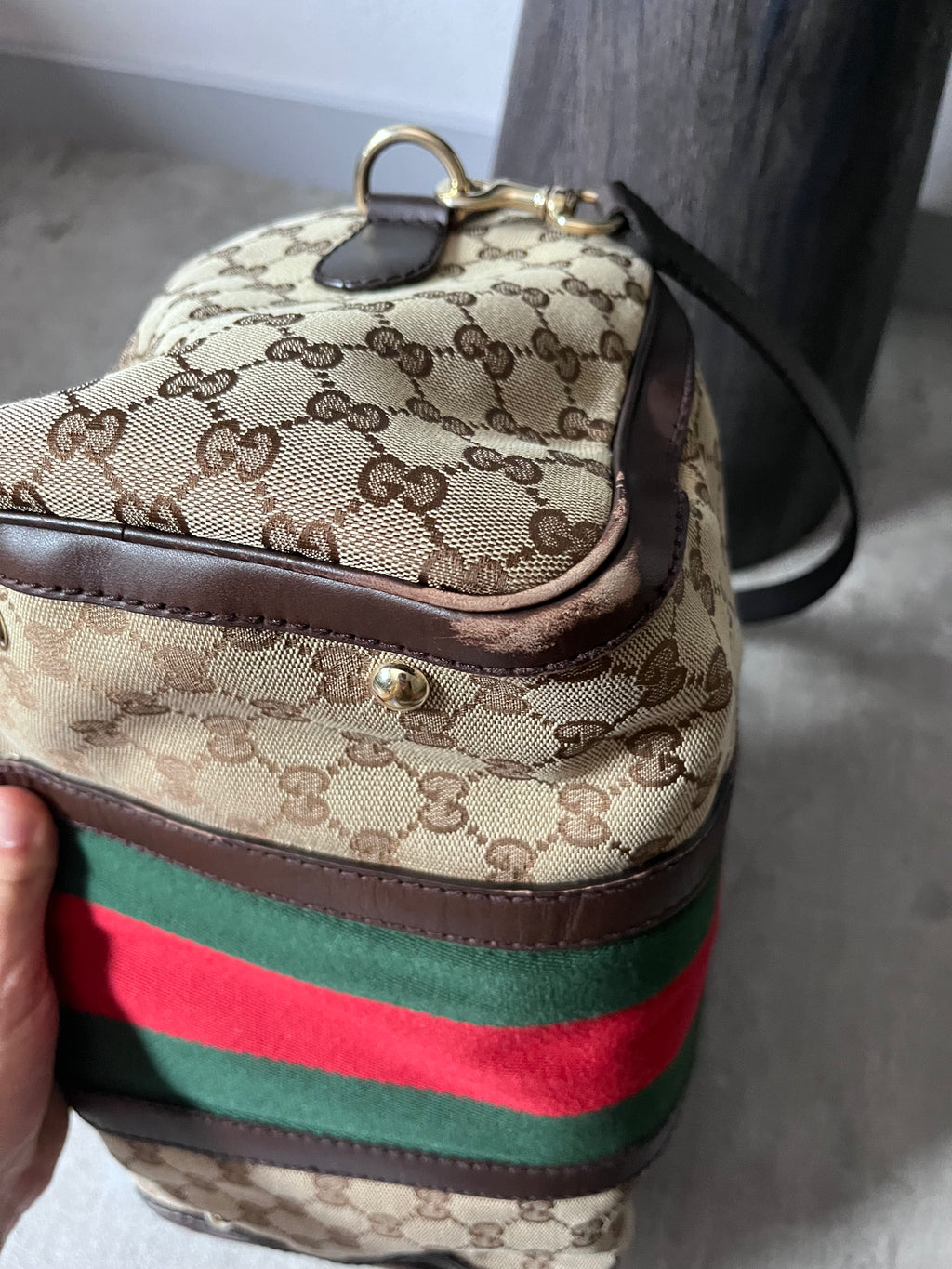 Gucci GG Monogram Canvas Boston Bag Brown Beige