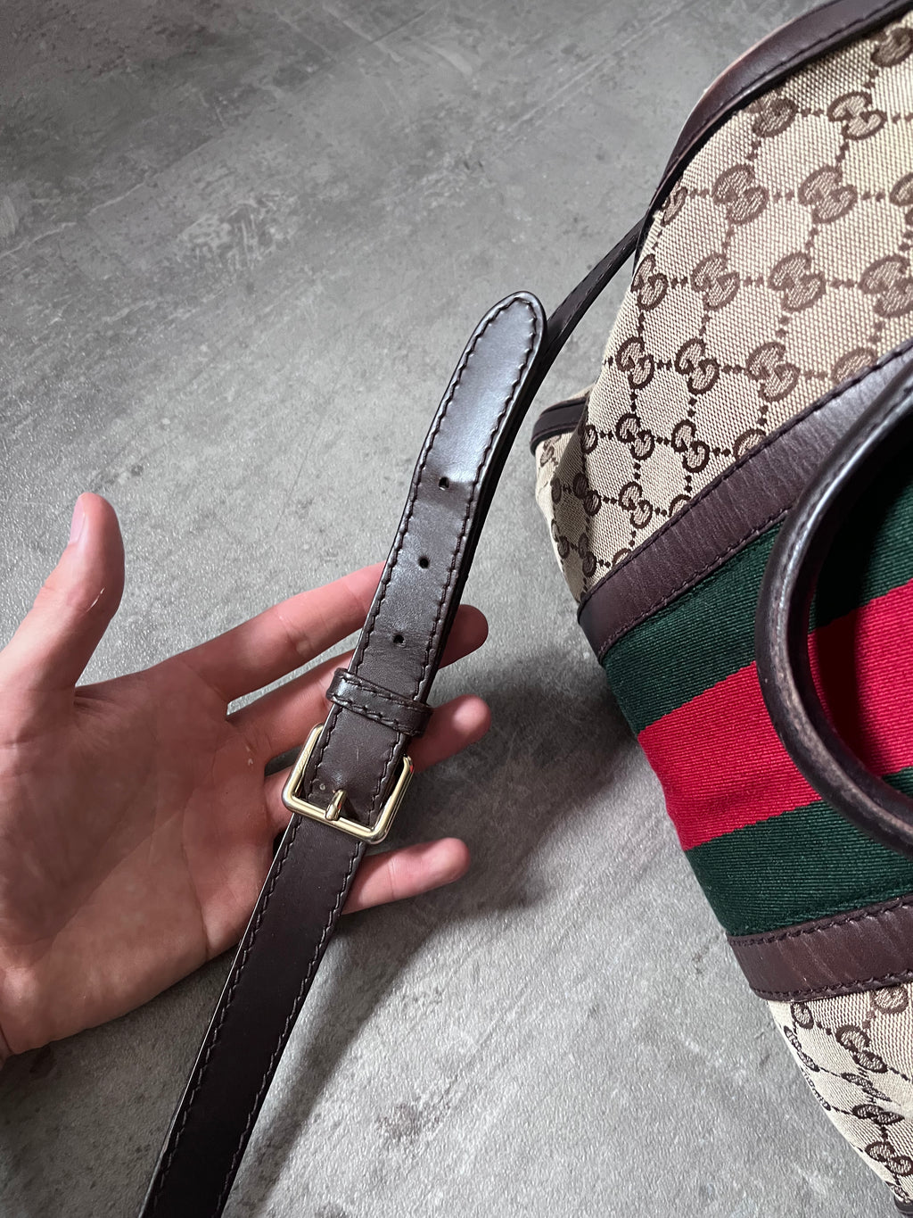 Gucci GG Monogram Canvas Boston Bag Brown Beige