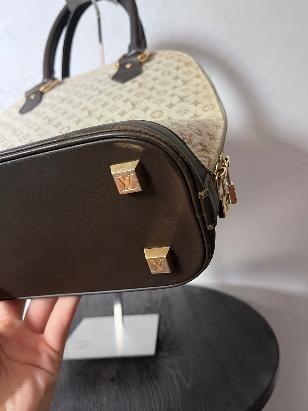 Louis Vuitton Monogram Mini Lin Alma Tall Shoulder Bag Beige