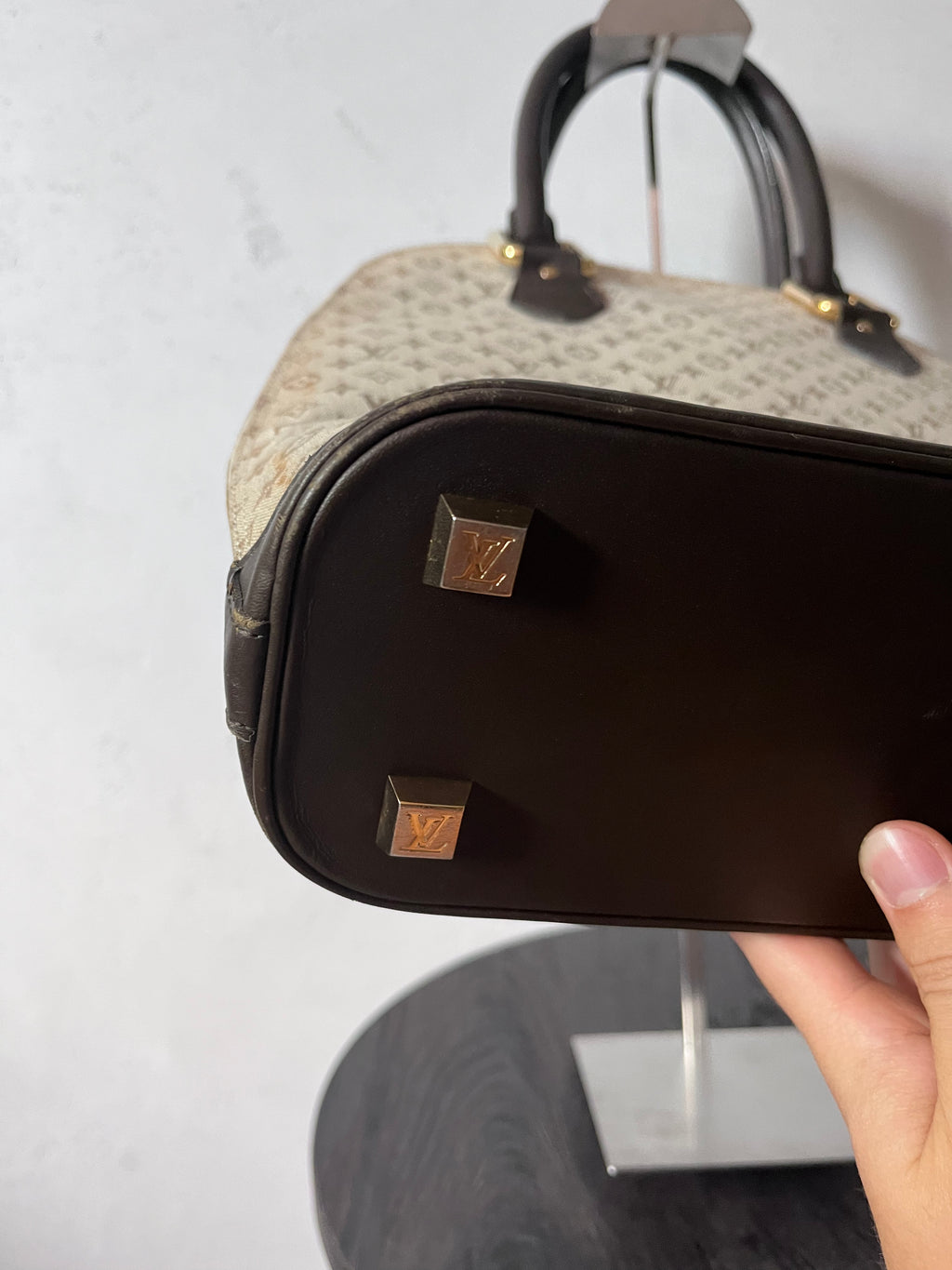 Louis Vuitton Monogram Mini Lin Alma Tall Shoulder Bag Beige