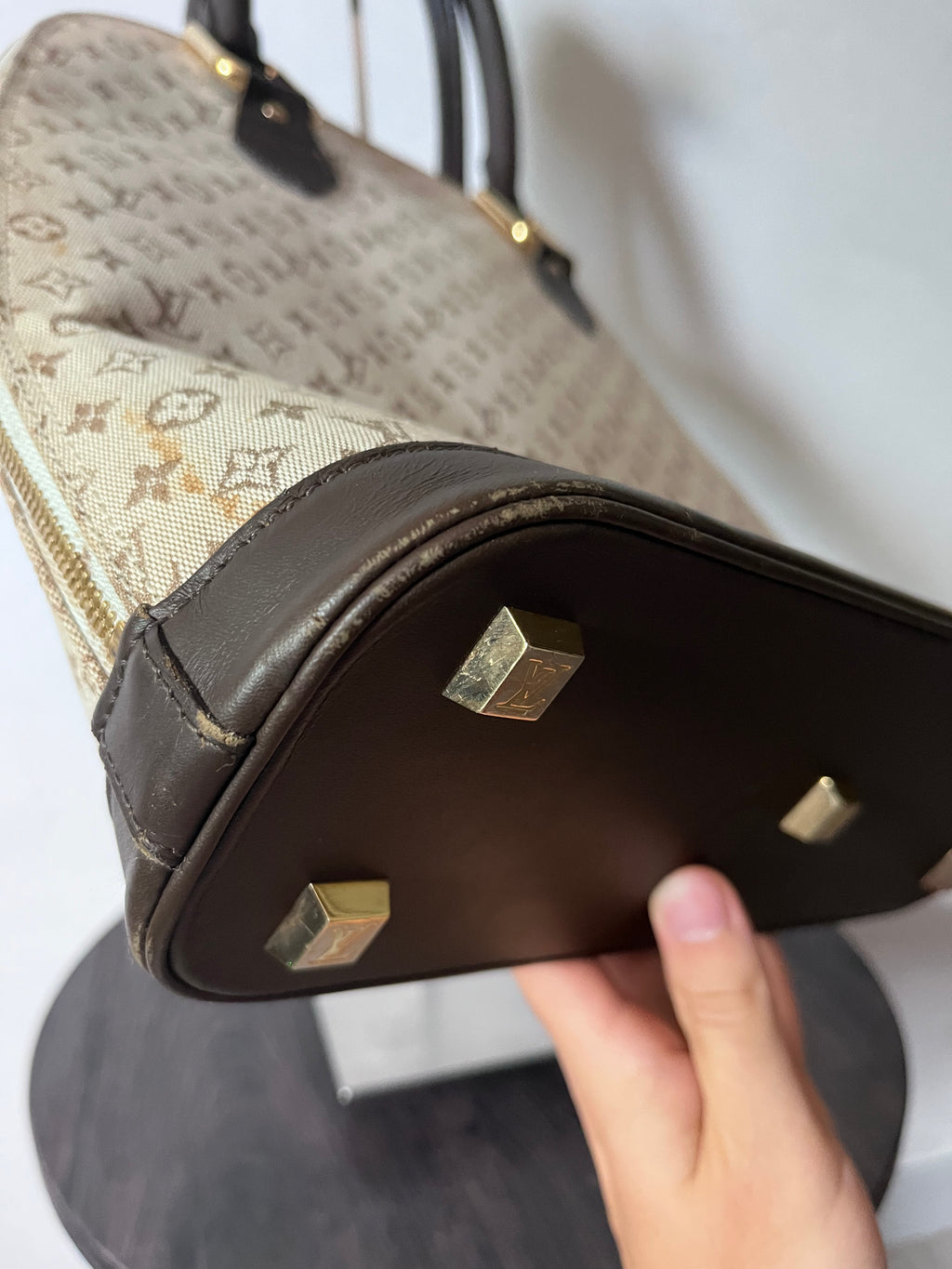 Louis Vuitton Monogram Mini Lin Alma Tall Shoulder Bag Beige
