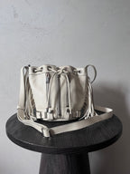 Saint Laurent Paris Mini Rider Leather Zipper Shoulder Bag White