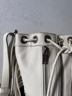 Saint Laurent Paris Mini Rider Leather Zipper Shoulder Bag White