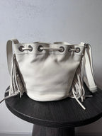 Saint Laurent Paris Mini Rider Leather Zipper Shoulder Bag White