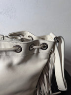 Saint Laurent Paris Mini Rider Leather Zipper Shoulder Bag White