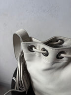 Saint Laurent Paris Mini Rider Leather Zipper Shoulder Bag White