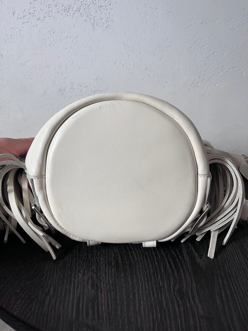 Saint Laurent Paris Mini Rider Leather Zipper Shoulder Bag White