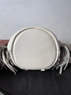 Saint Laurent Paris Mini Rider Leather Zipper Shoulder Bag White