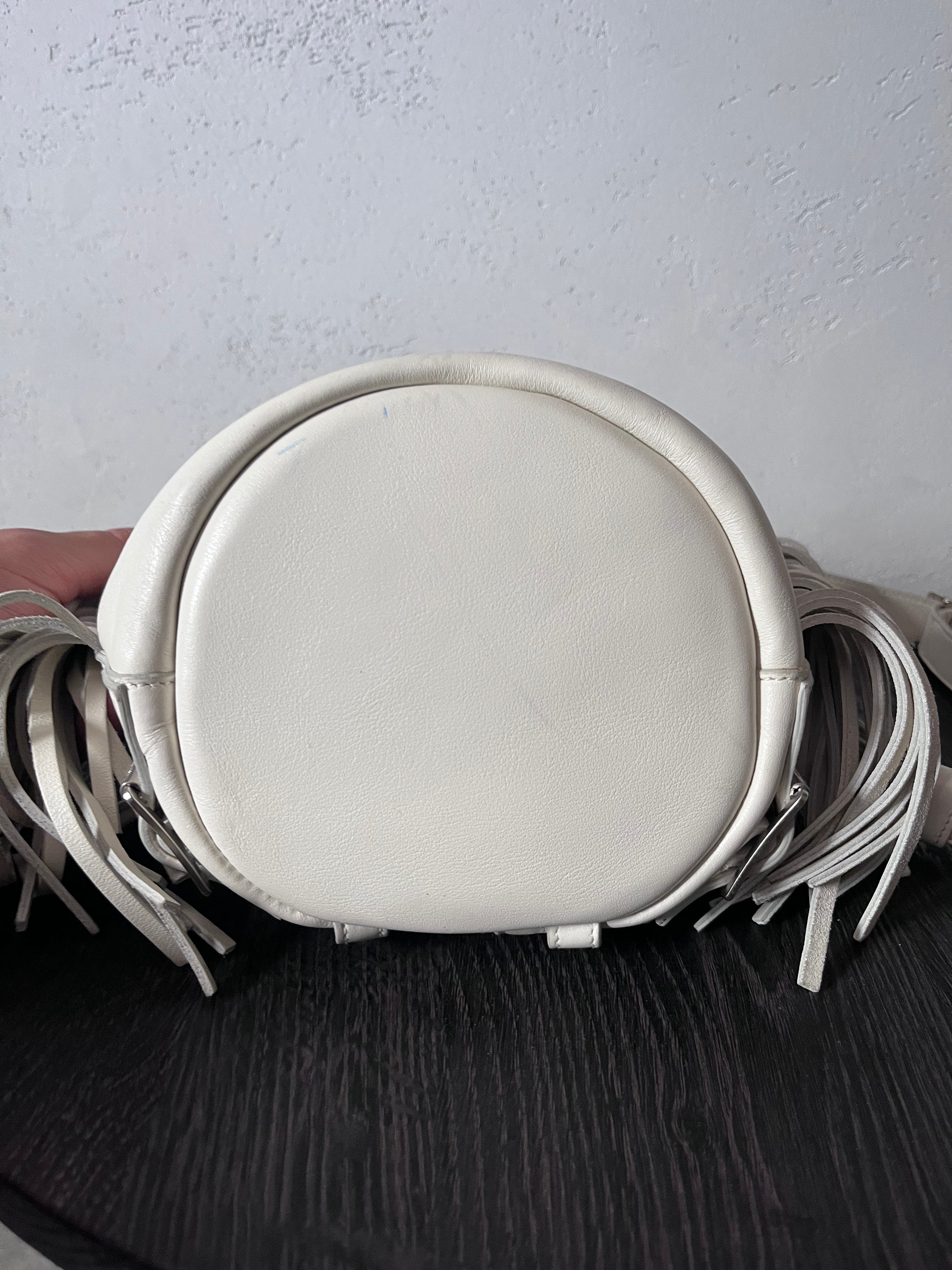 Saint Laurent Paris Mini Rider Leather Zipper Shoulder Bag White