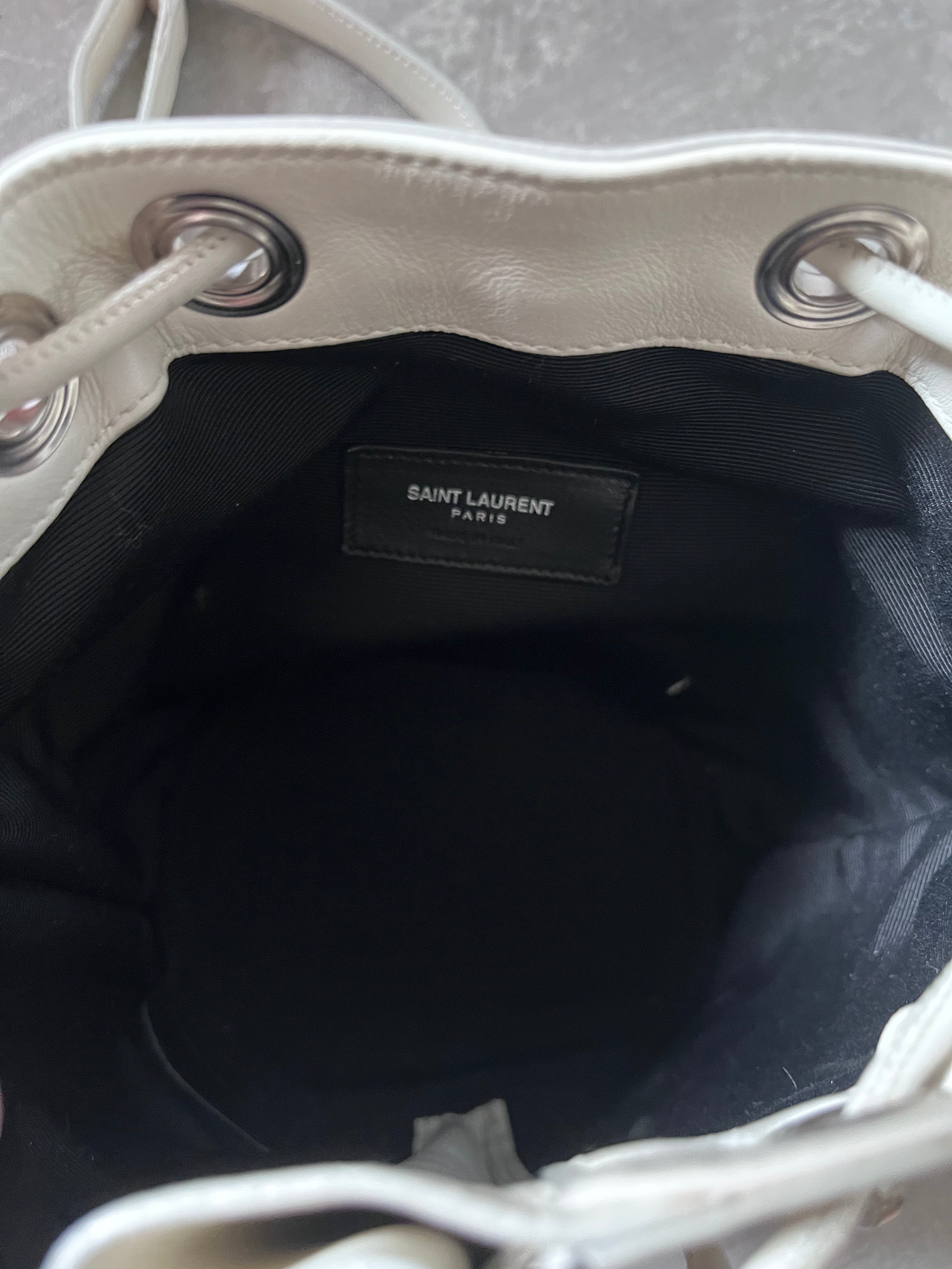 Saint Laurent Paris Mini Rider Leather Zipper Shoulder Bag White