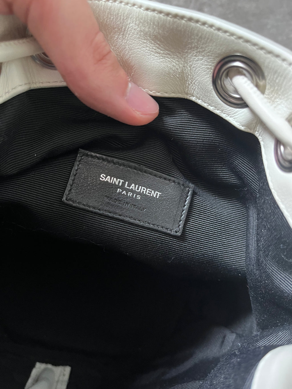 Saint Laurent Paris Mini Rider Leather Zipper Shoulder Bag White