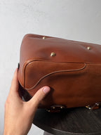 Gucci Mini Boston Leather Bamboo Handbag Brown