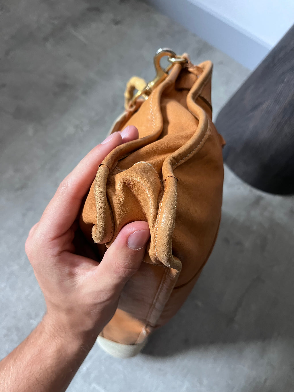 90s Miu Miu Leather Bamboo Handbag Camel Brown