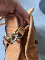 90s Miu Miu Leather Bamboo Handbag Camel Brown