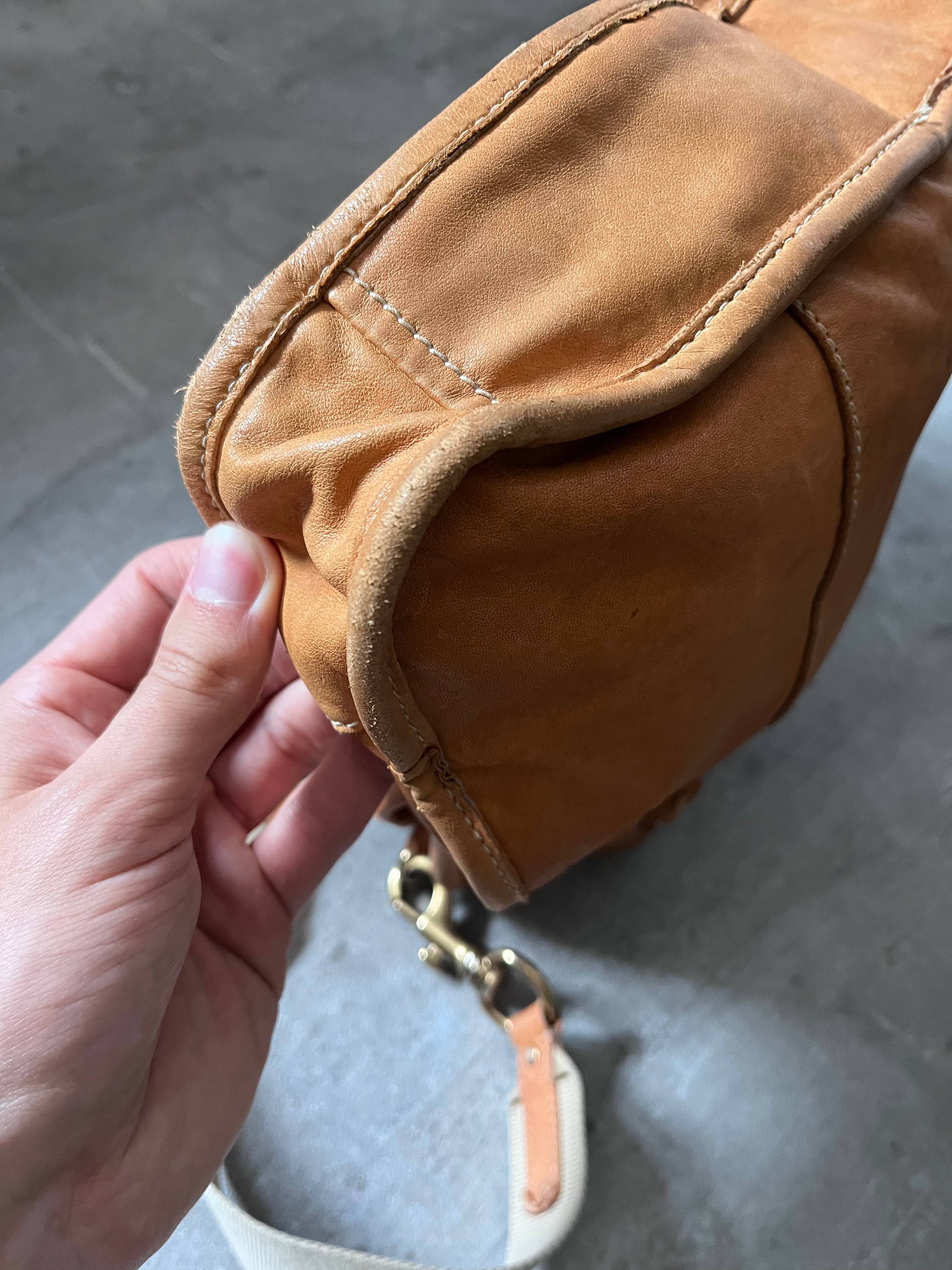 90s Miu Miu Leather Bamboo Handbag Camel Brown