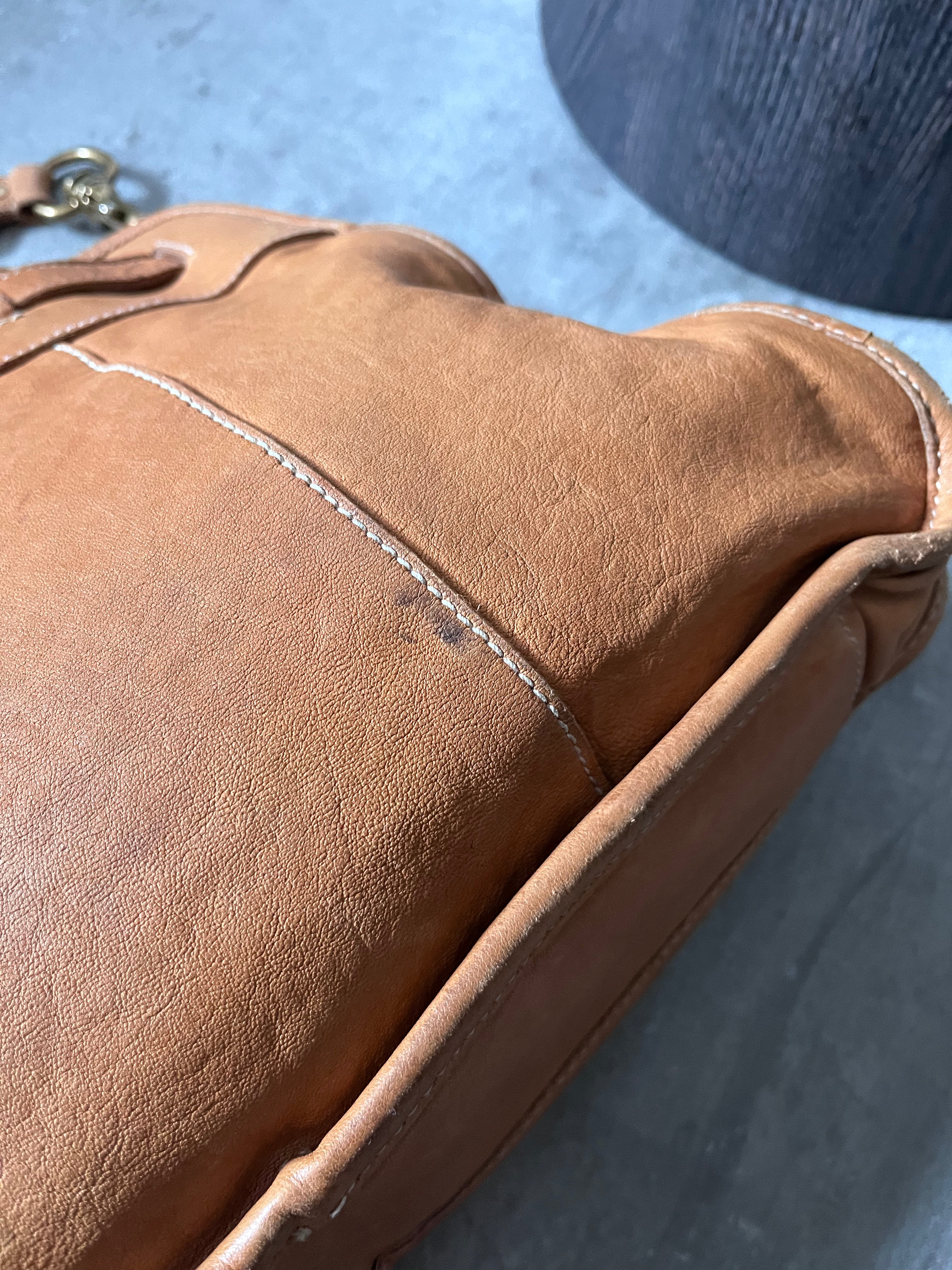 90s Miu Miu Leather Bamboo Handbag Camel Brown
