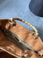 90s Miu Miu Leather Bamboo Handbag Camel Brown