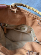 90s Miu Miu Leather Bamboo Handbag Camel Brown