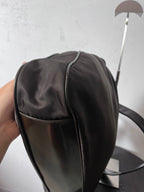 Gucci Vintage Nylon Bamboo Shoulder Bag Black / Chocolate
