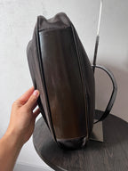 Gucci Vintage Nylon Bamboo Shoulder Bag Black / Chocolate