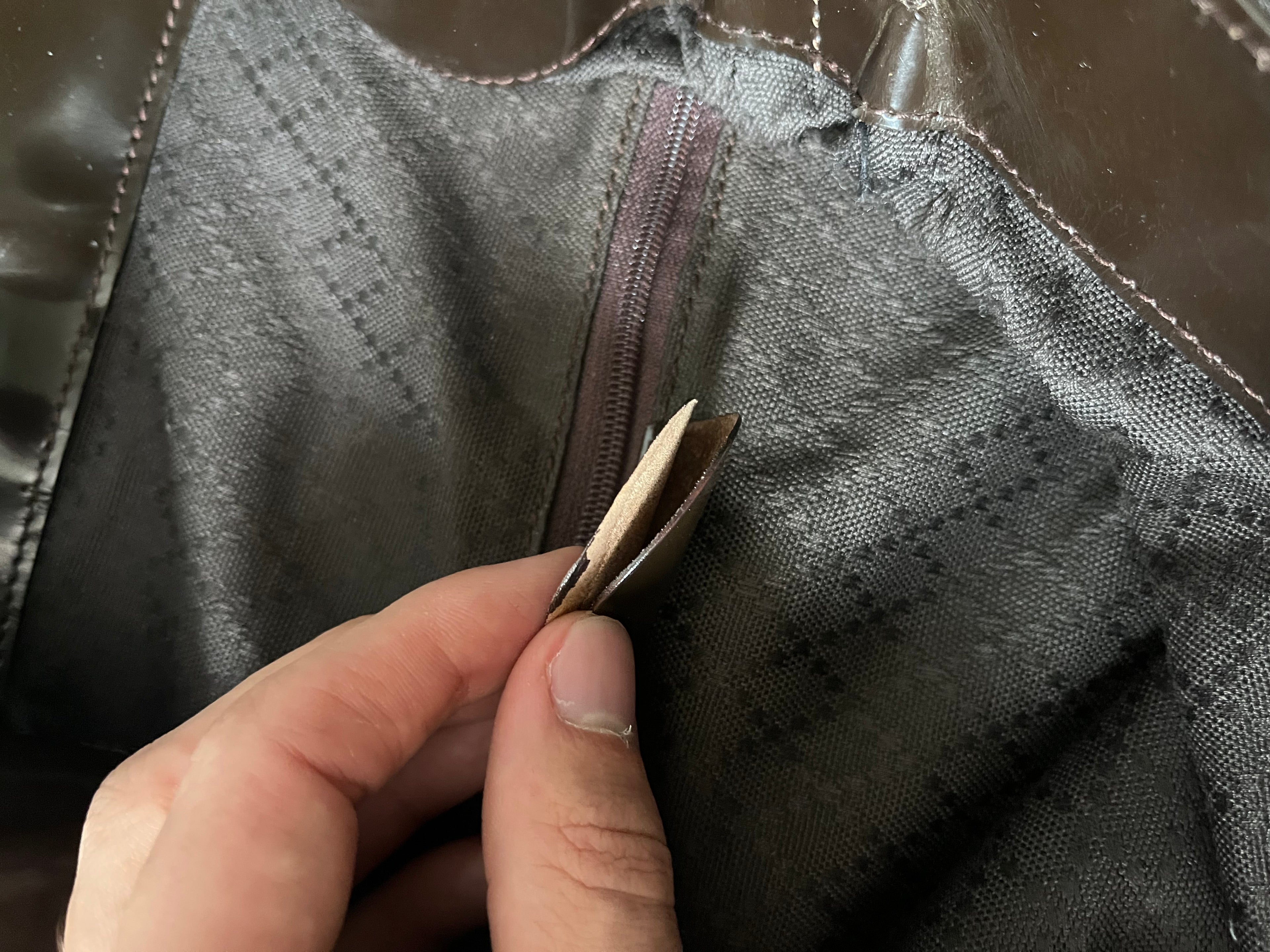 Gucci Vintage Nylon Bamboo Shoulder Bag Black / Chocolate