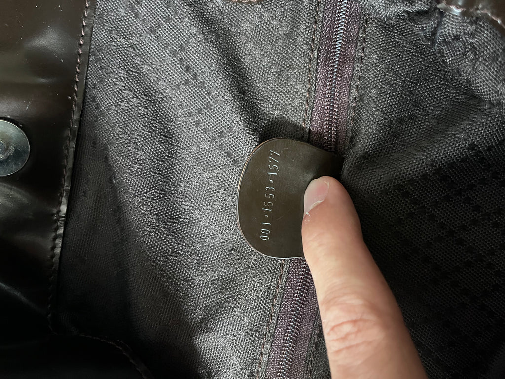 Gucci Vintage Nylon Bamboo Shoulder Bag Black / Chocolate