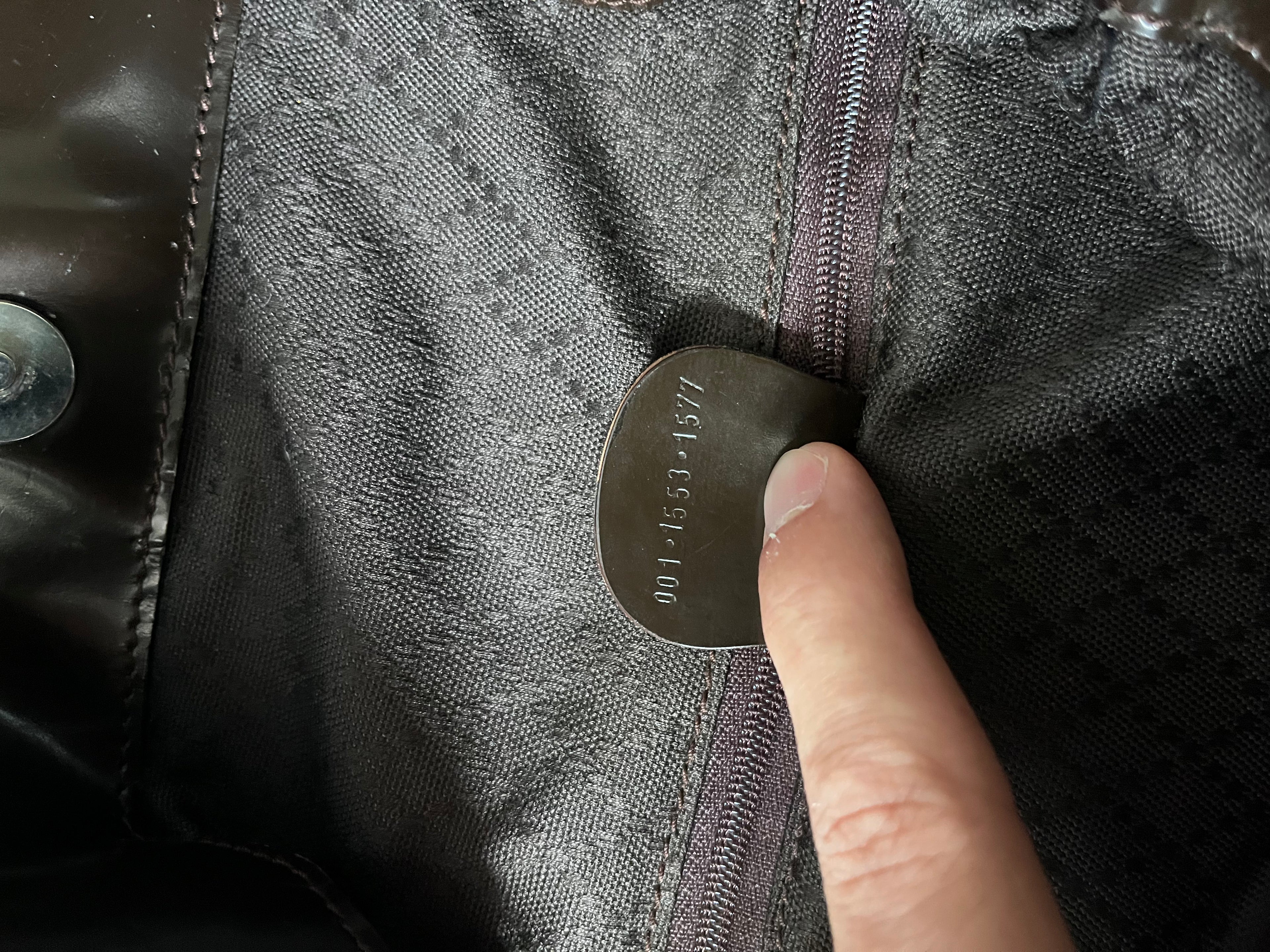 Gucci Vintage Nylon Bamboo Shoulder Bag Black / Chocolate