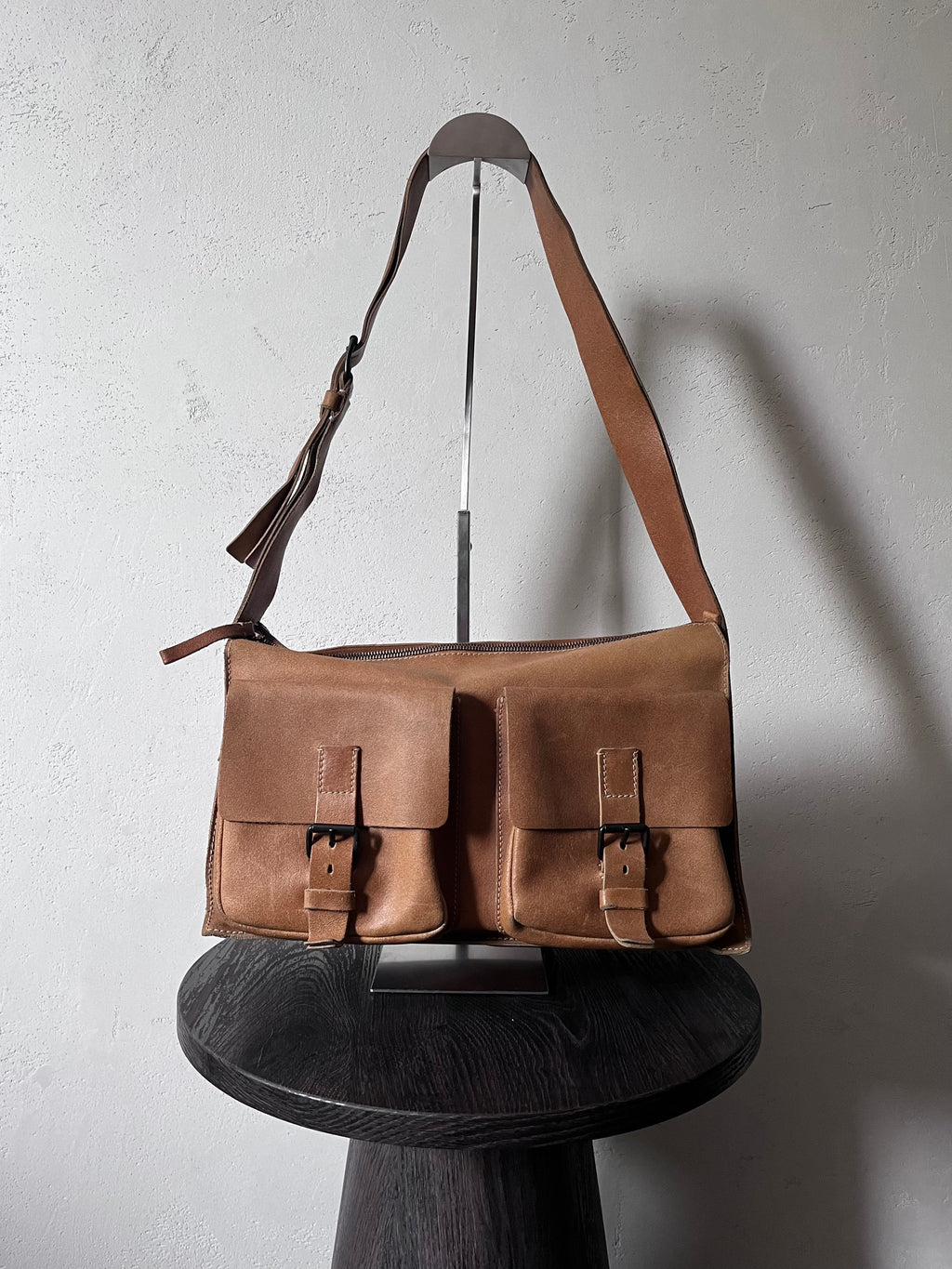 90s Miu Miu Vintage Cargo Suede Leather Shoulder Bag Brown