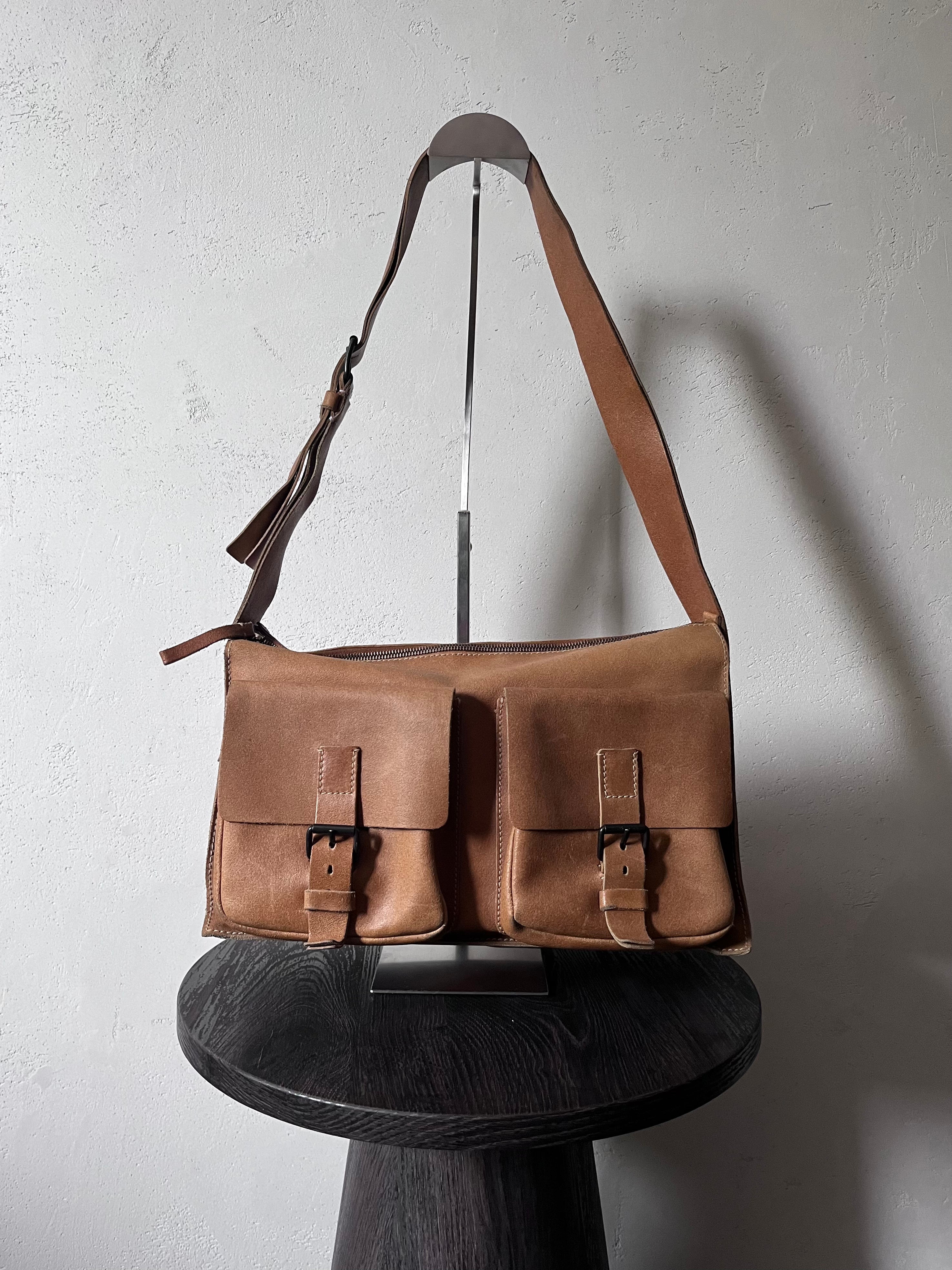 90s Miu Miu Vintage Cargo Suede Leather Shoulder Bag Brown
