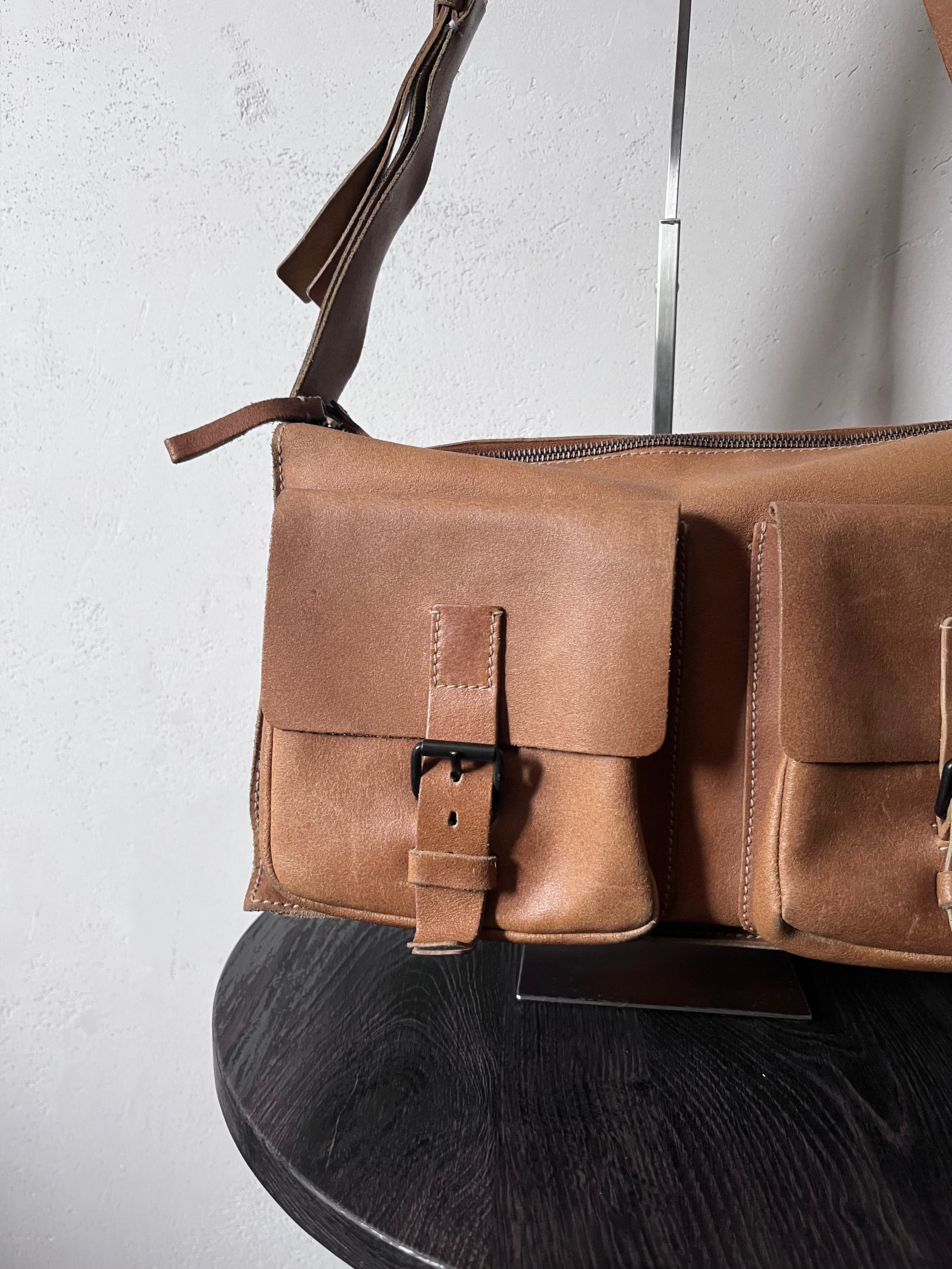 90s Miu Miu Vintage Cargo Suede Leather Shoulder Bag Brown