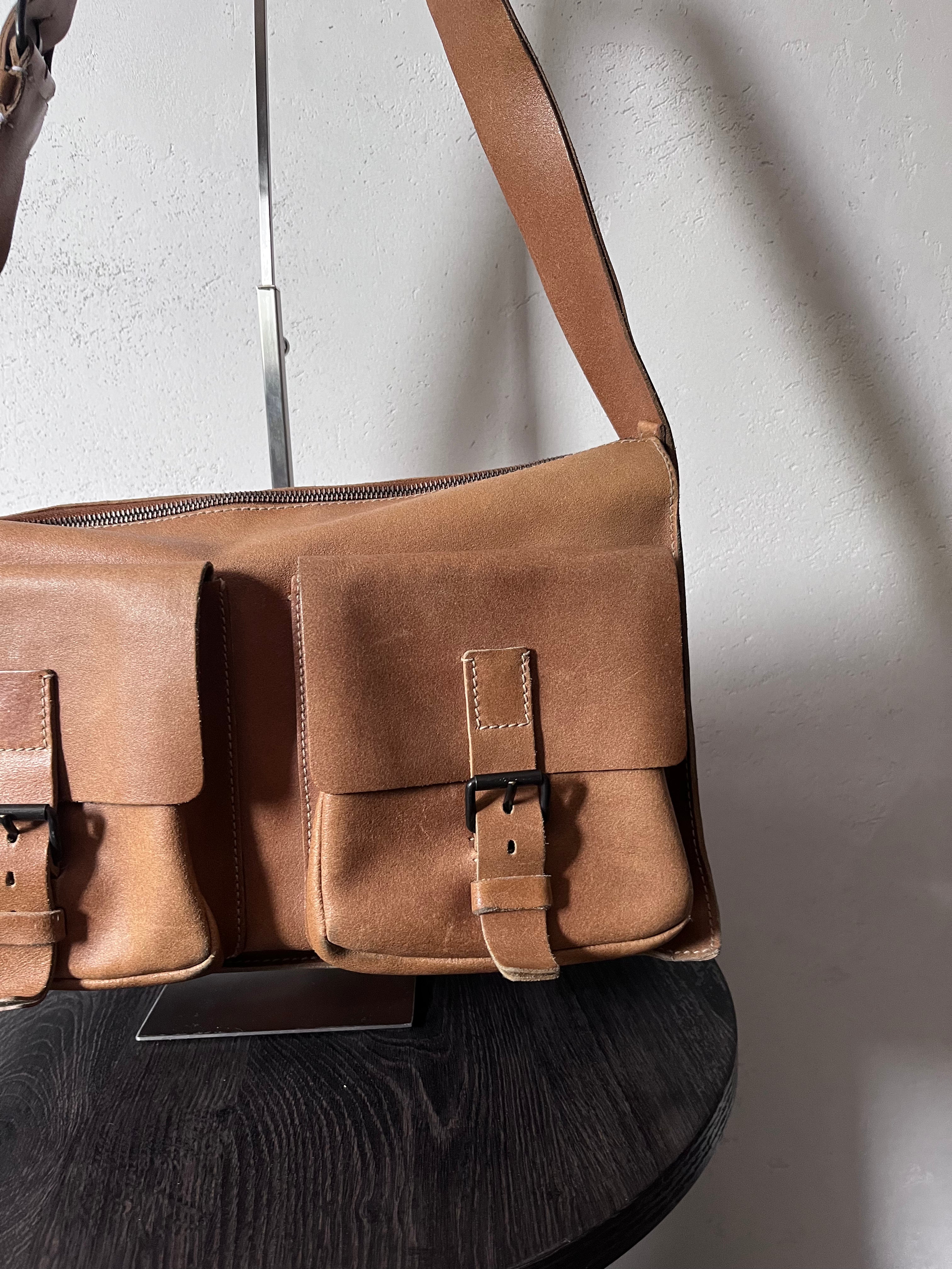 90s Miu Miu Vintage Cargo Suede Leather Shoulder Bag Brown