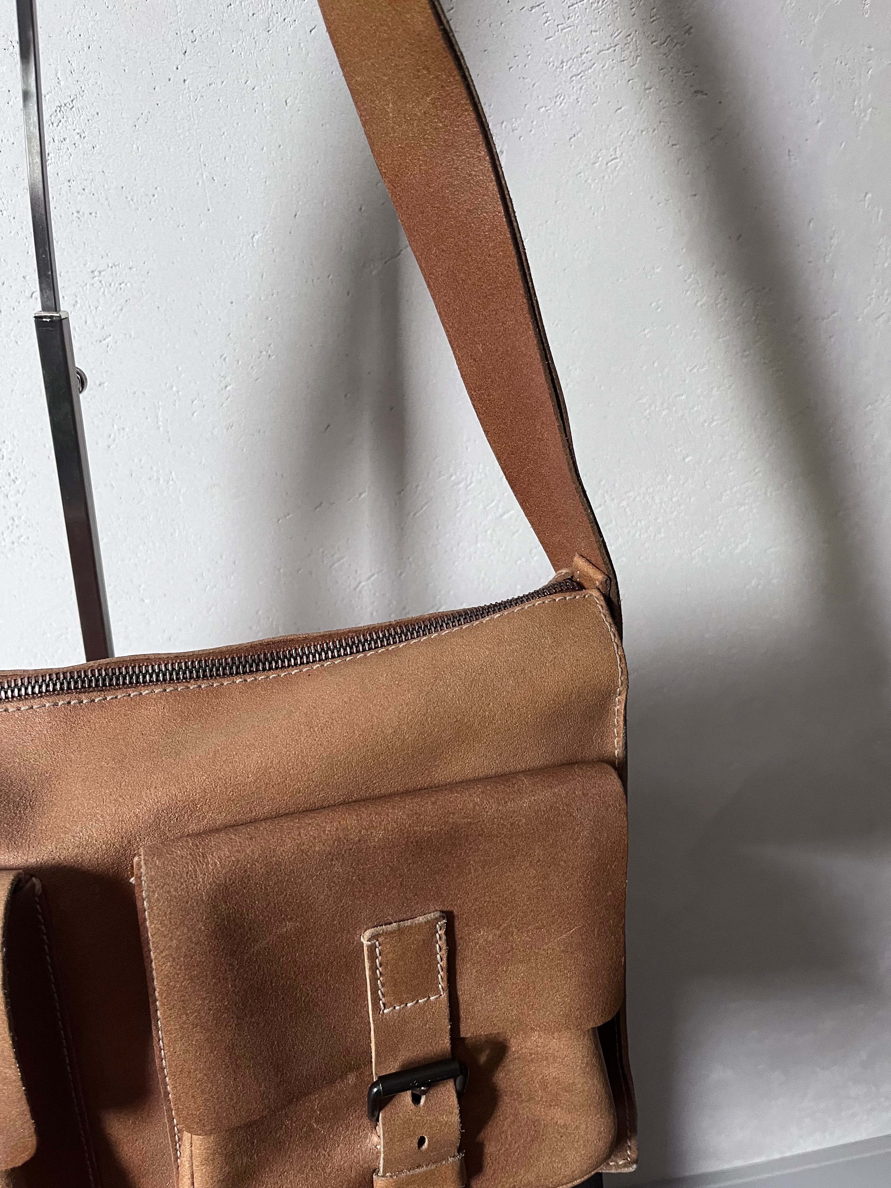 90s Miu Miu Vintage Cargo Suede Leather Shoulder Bag Brown