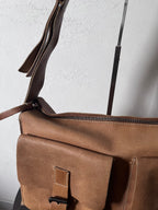 90s Miu Miu Vintage Cargo Suede Leather Shoulder Bag Brown