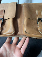 90s Miu Miu Vintage Cargo Suede Leather Shoulder Bag Brown