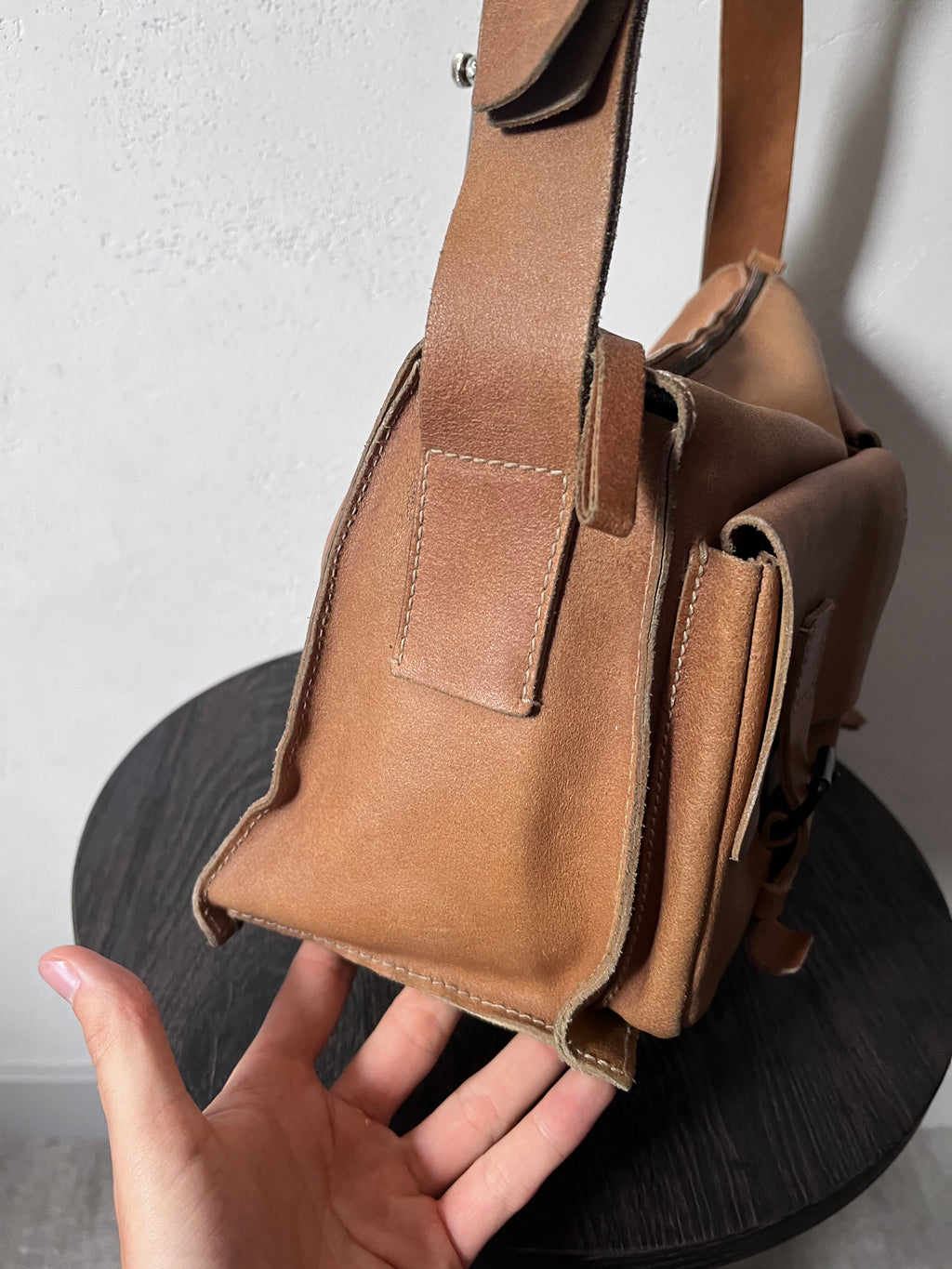 90s Miu Miu Vintage Cargo Suede Leather Shoulder Bag Brown