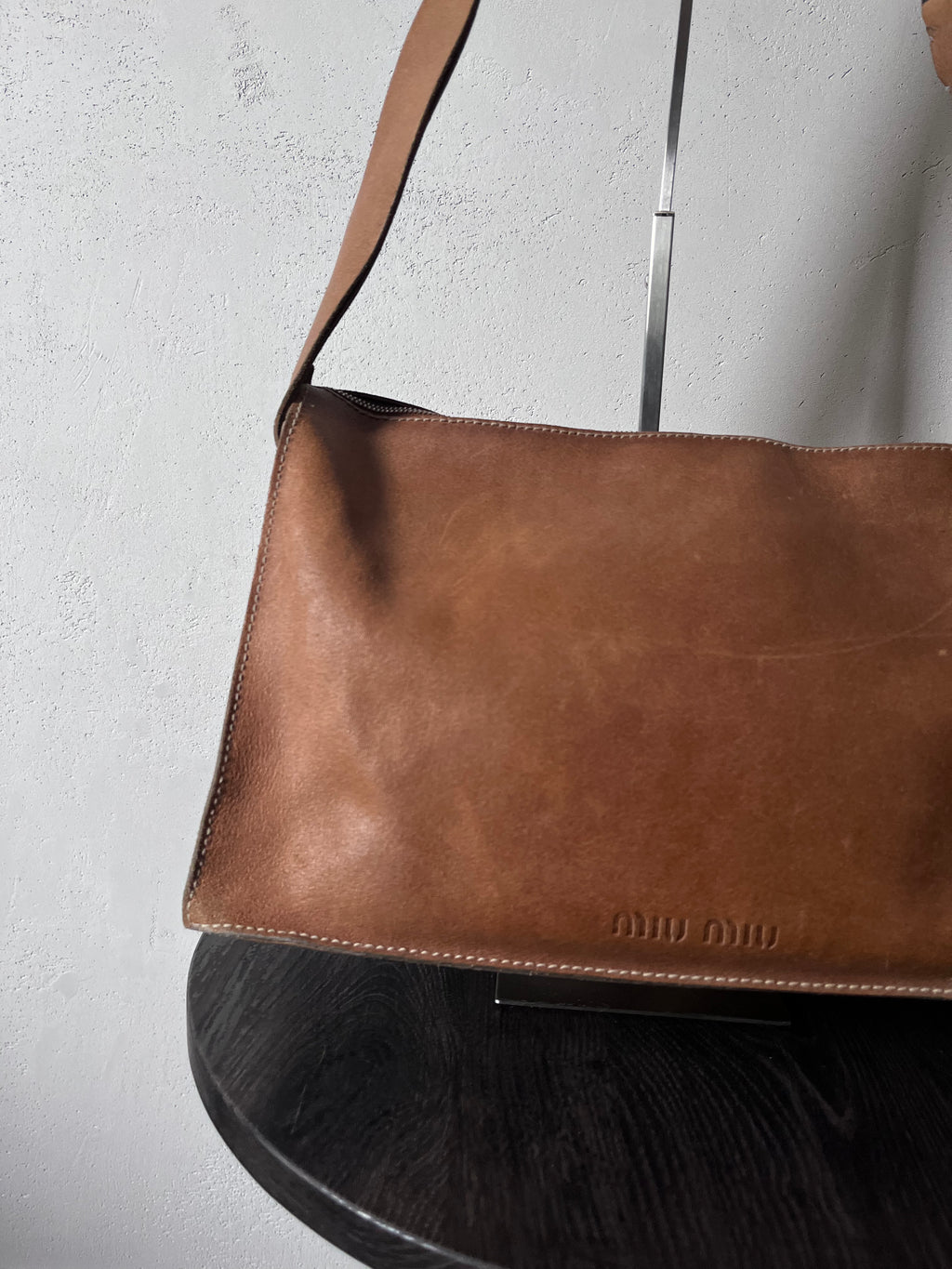 90s Miu Miu Vintage Cargo Suede Leather Shoulder Bag Brown