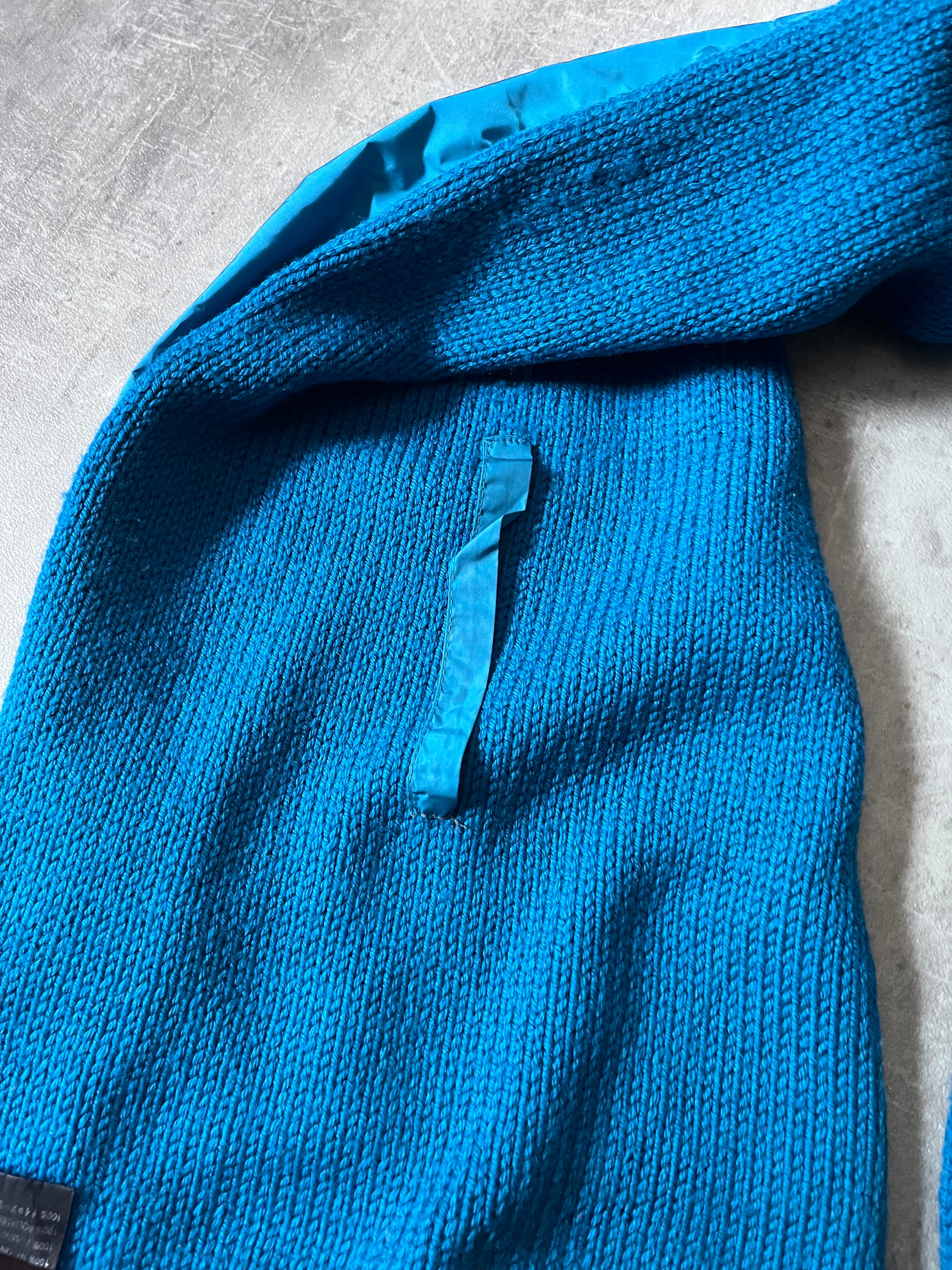 2000s Prada Wool Nylon Sport Scarf Blue