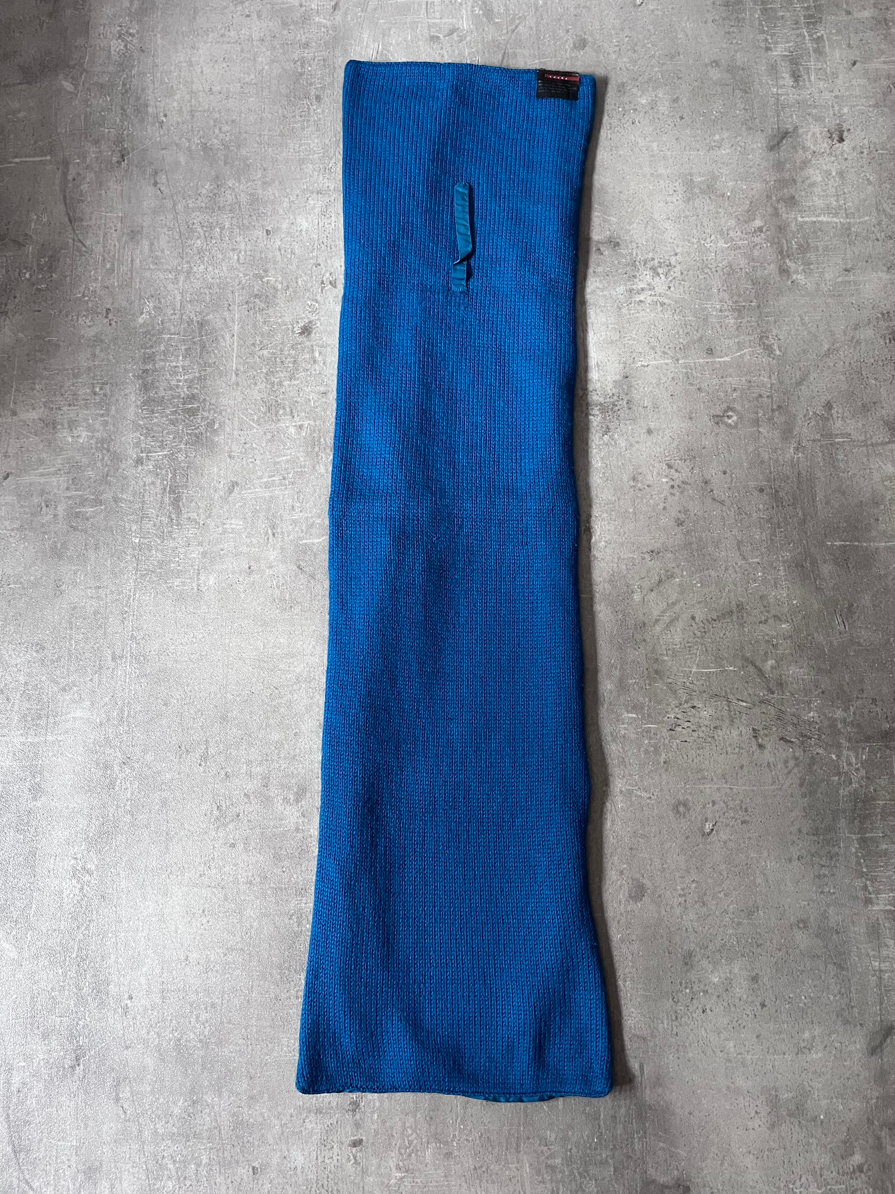 2000s Prada Wool Nylon Sport Scarf Blue