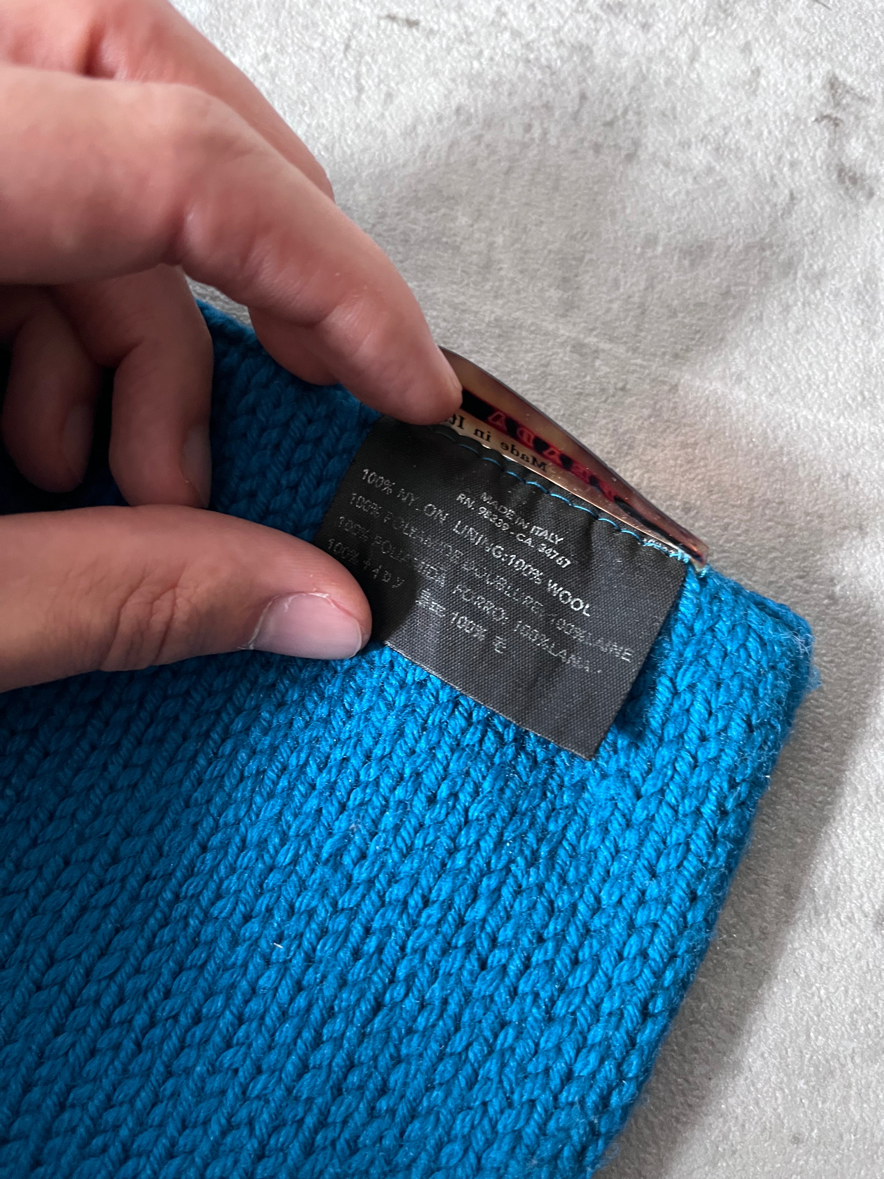 2000s Prada Wool Nylon Sport Scarf Blue