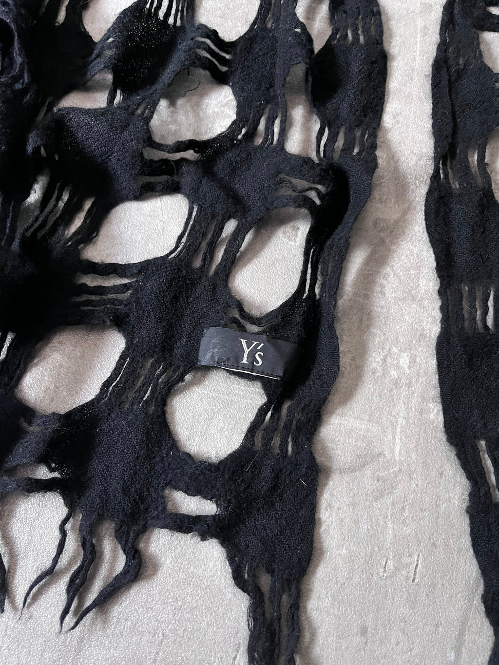 Yohji Yamamoto Y's Wool Hole Pattern Scarf Black
