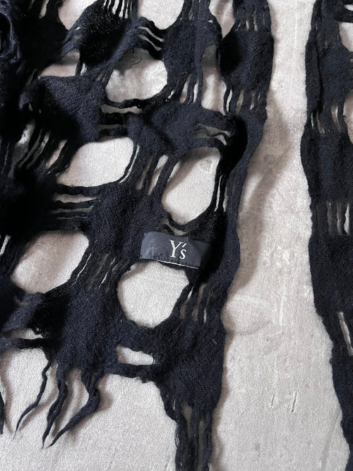 Yohji Yamamoto Y's Wool Hole Pattern Scarf Black