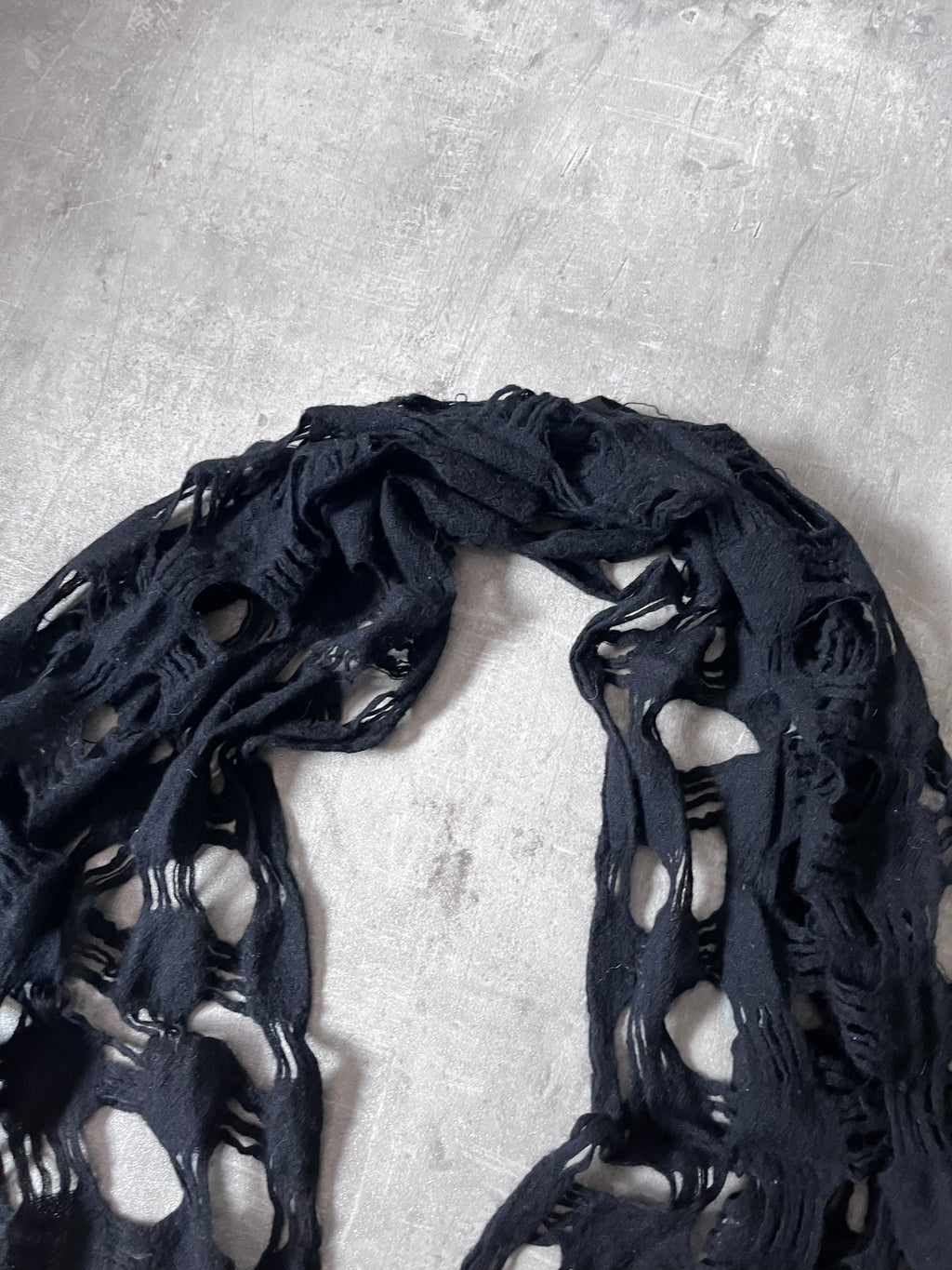 Yohji Yamamoto Y's Wool Hole Pattern Scarf Black