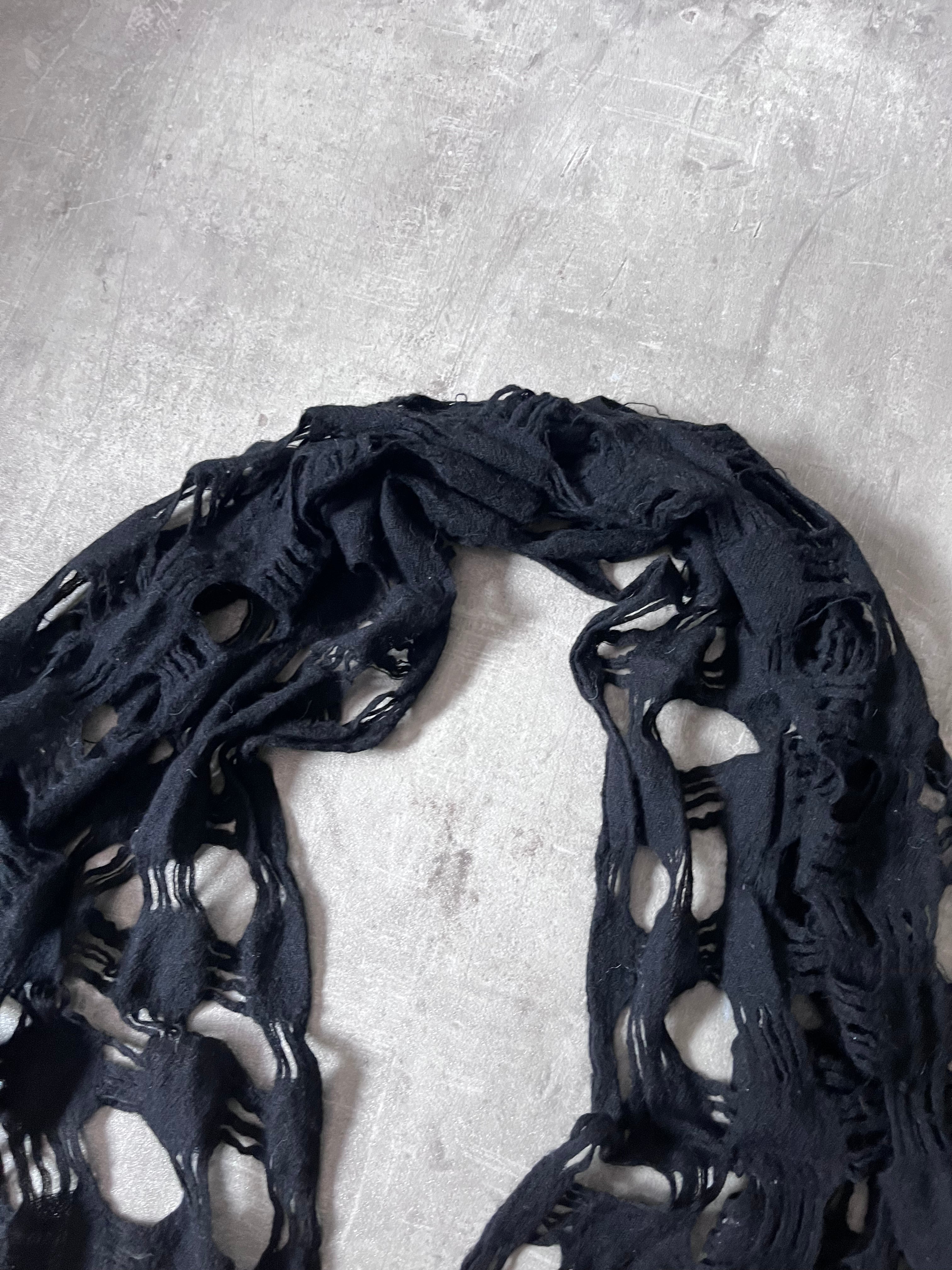 Yohji Yamamoto Y's Wool Hole Pattern Scarf Black