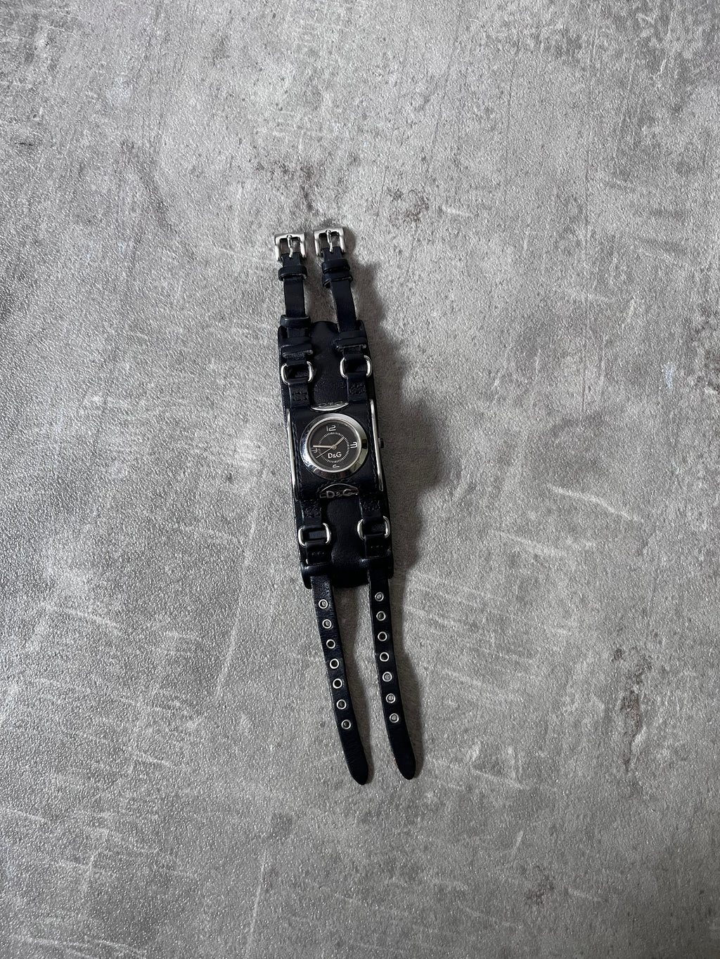 2000s Dolce & Gabbana Bay Star Leather Watch Black