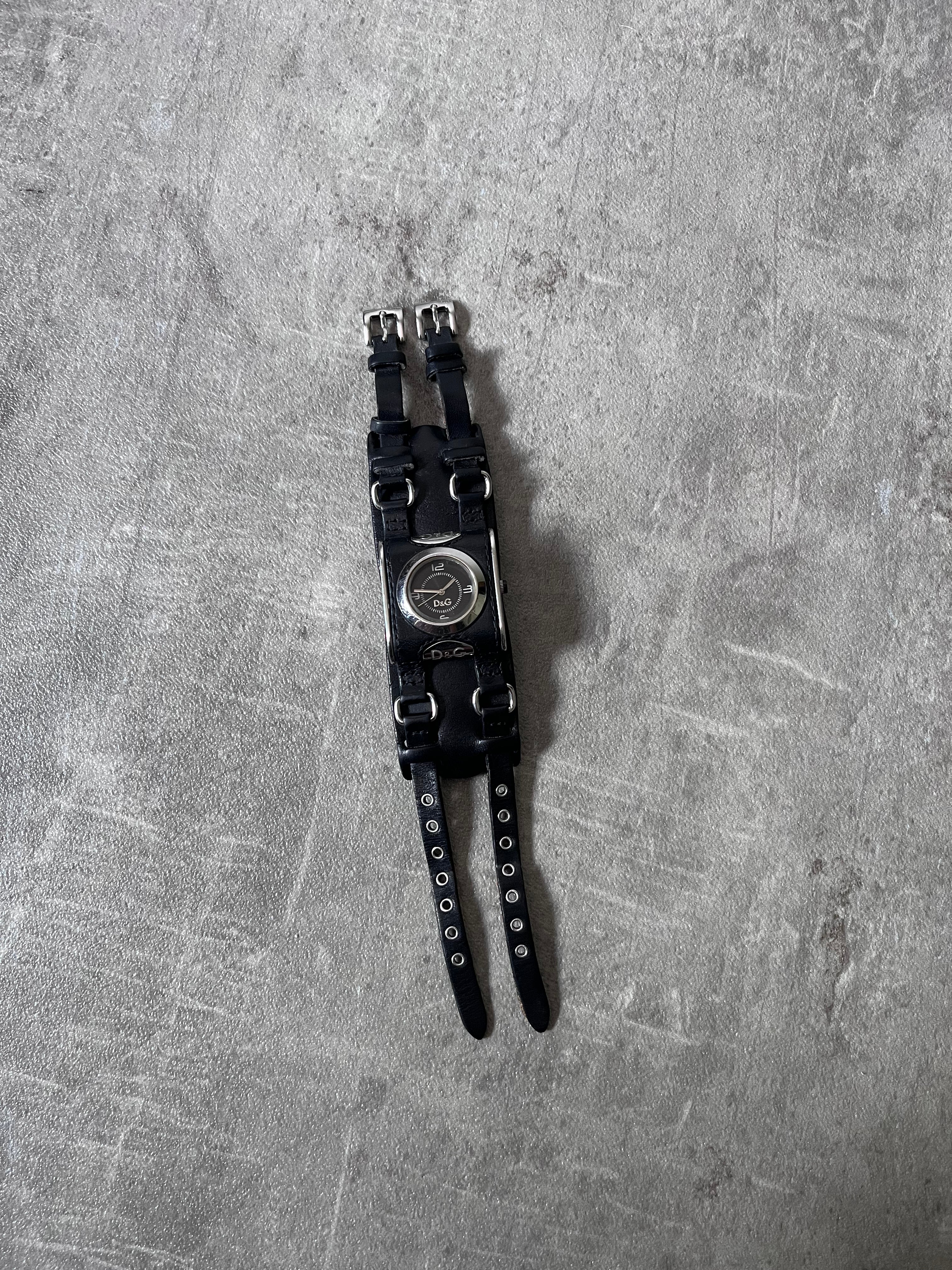 2000s Dolce & Gabbana Bay Star Leather Watch Black