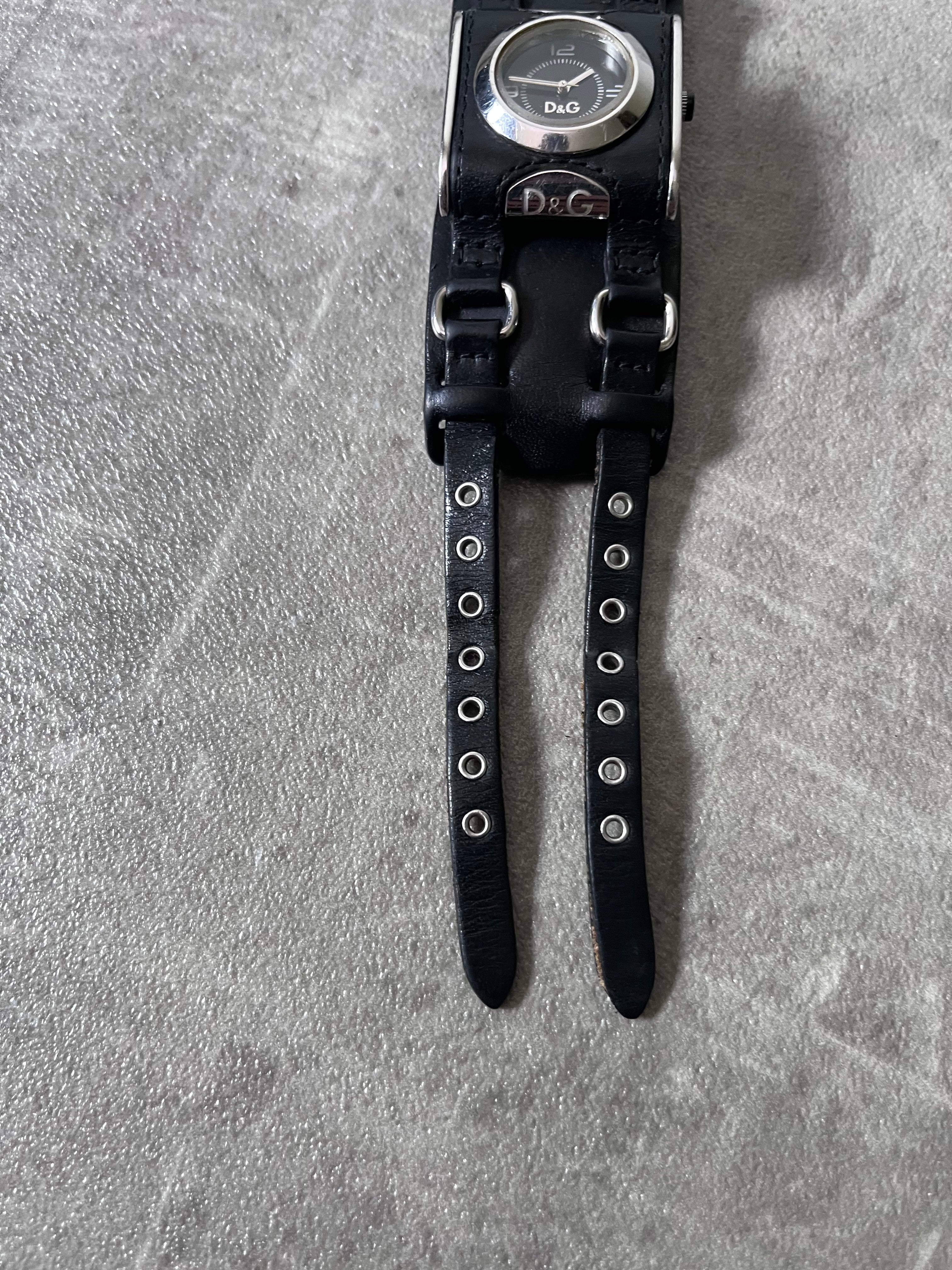 2000s Dolce & Gabbana Bay Star Leather Watch Black