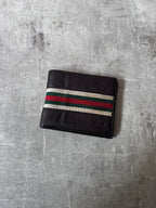 Gucci Vintage Striped Leather Wallet Brown